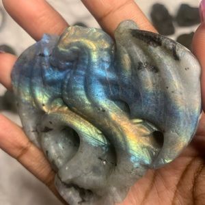 Labradorite Dragon, House of dragons, Carving, crystals